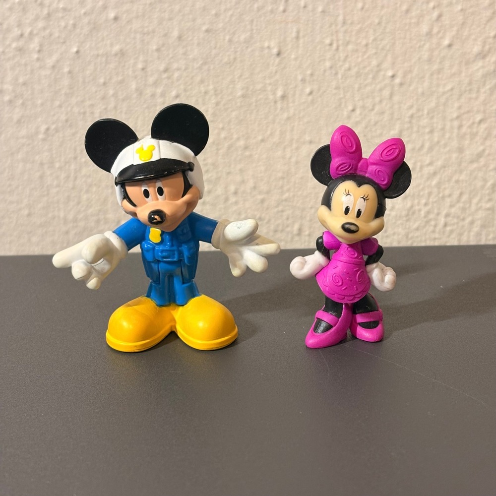 Disney Toy Figures Kids OS Blue Pink Good Mickey Police Minnie Mouse Set